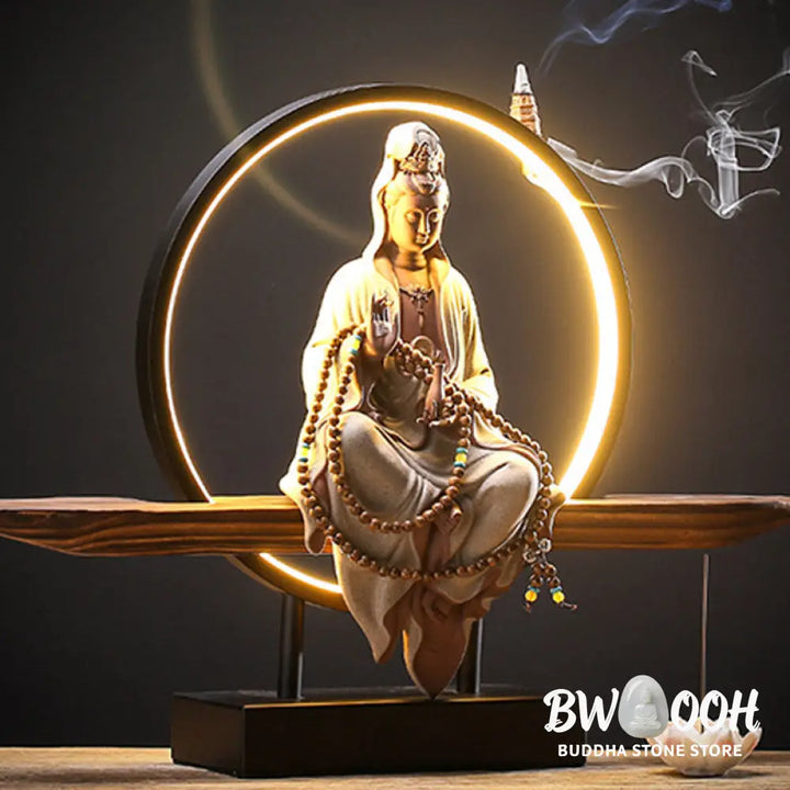 BWOOOH Buddha Avalokitesvara Ceramic Lotus Relaxation Incense Burner Decoration - Decorations Incense Burner