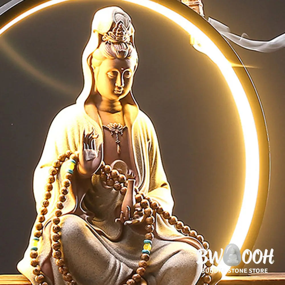 BWOOOH Buddha Avalokitesvara Ceramic Lotus Relaxation Incense Burner Decoration - Decorations Incense Burner