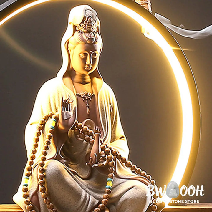 BWOOOH Buddha Avalokitesvara Ceramic Lotus Relaxation Incense Burner Decoration - Decorations Incense Burner