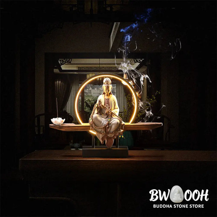 BWOOOH Buddha Avalokitesvara Ceramic Lotus Relaxation Incense Burner Decoration - Decorations Incense Burner