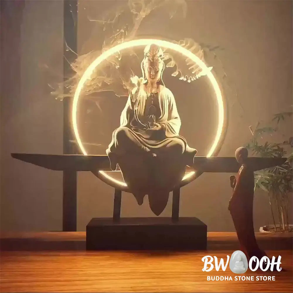 BWOOOH Buddha Avalokitesvara Ceramic Lotus Relaxation Incense Burner Decoration - Decorations Incense Burner