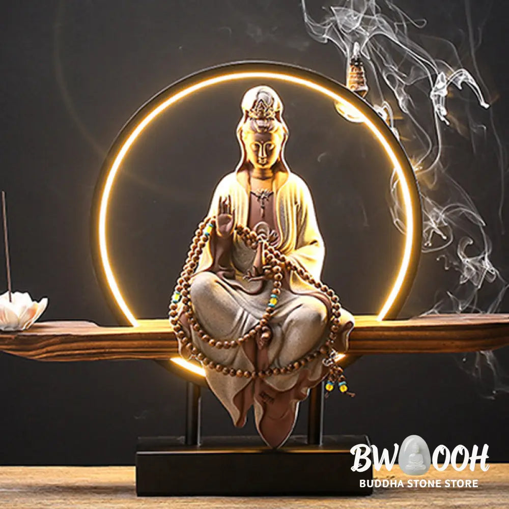 BWOOOH Buddha Avalokitesvara Ceramic Lotus Relaxation Incense Burner Decoration - Decorations Incense Burner
