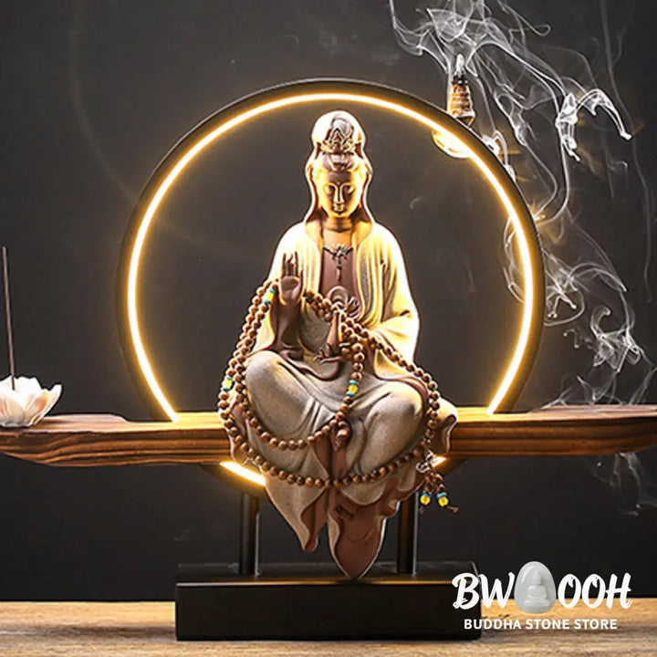 BWOOOH Buddha Avalokitesvara Ceramic Lotus Relaxation Incense Burner Decoration - Decorations Incense Burner