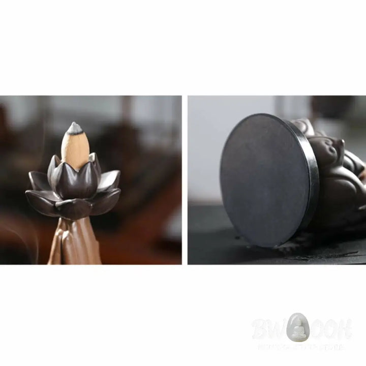 BWOOOH Buddha Avalokitesvara Chenrezig Ksitigarbha Ceramic Lotus Blessing Backflow Incense Burner