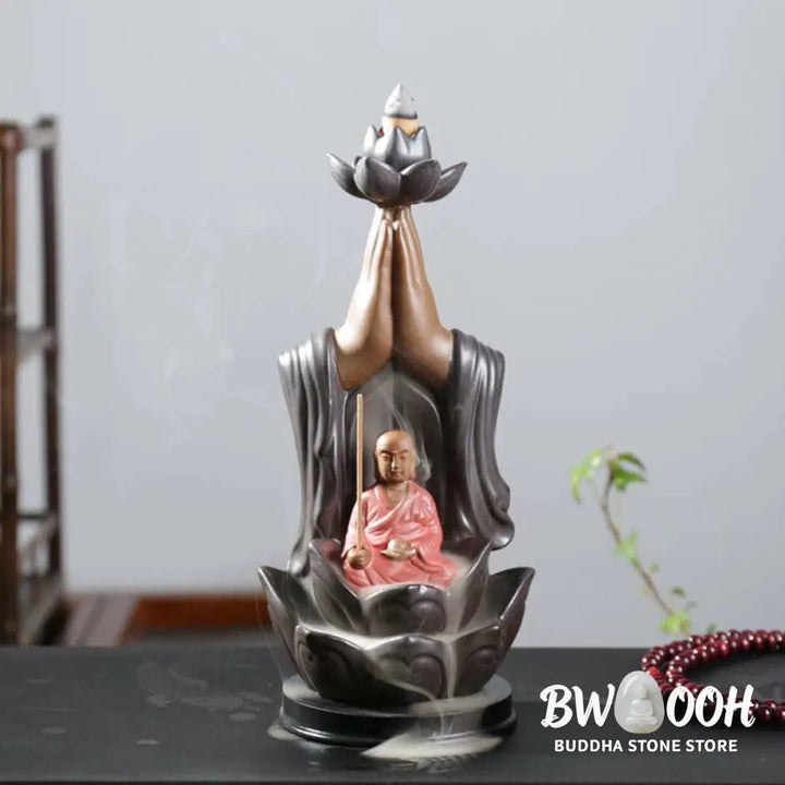 BWOOOH Buddha Avalokitesvara Chenrezig Ksitigarbha Ceramic Lotus Blessing Backflow Incense Burner