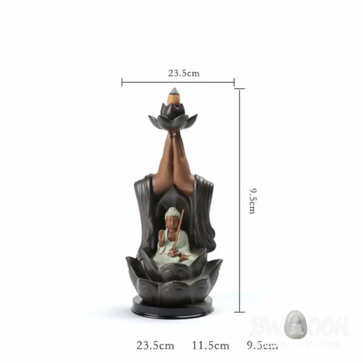 BWOOOH Buddha Avalokitesvara Chenrezig Ksitigarbha Ceramic Lotus Blessing Backflow Incense Burner