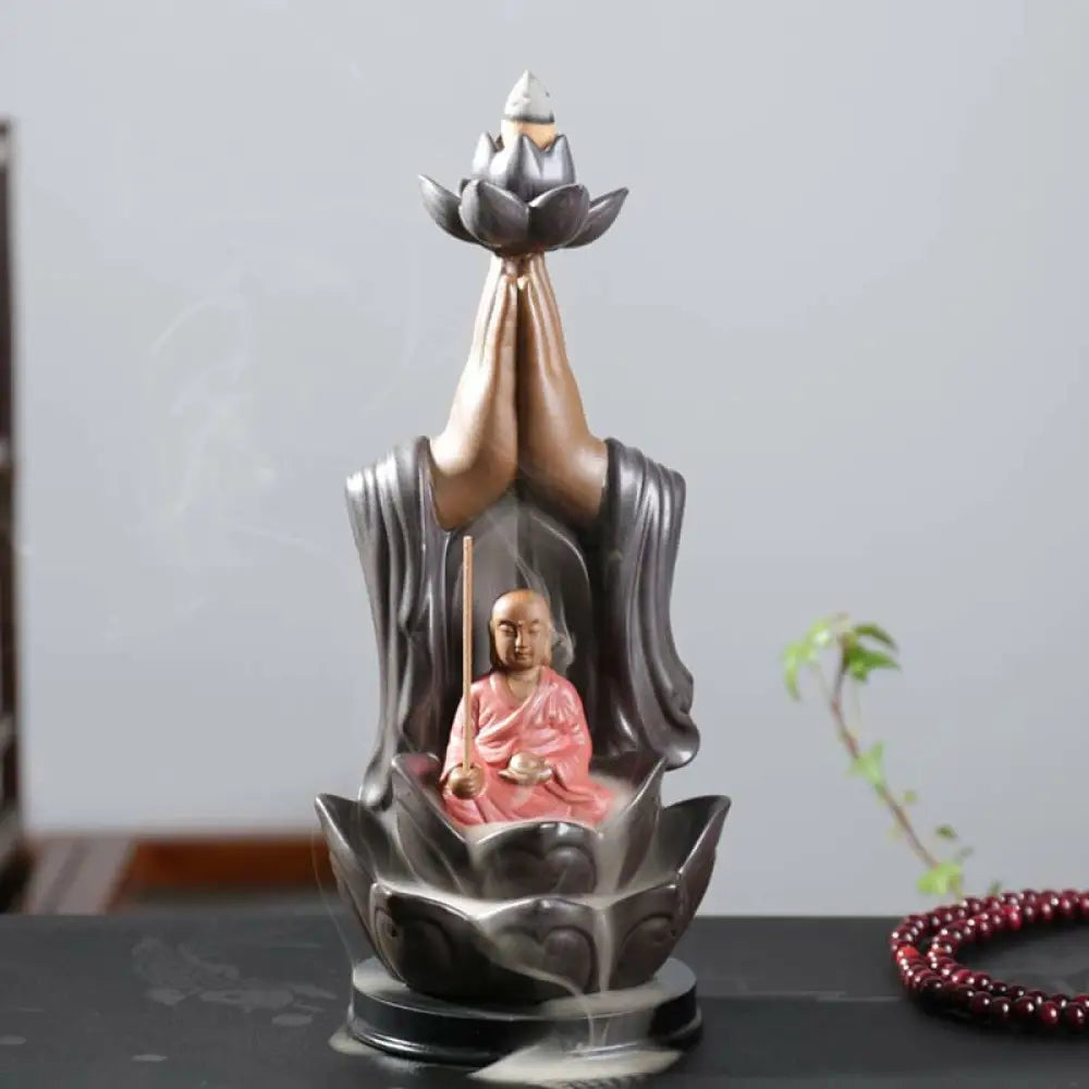 BWOOOH Buddha Avalokitesvara Chenrezig Ksitigarbha Ceramic Lotus Blessing Backflow Incense Burner