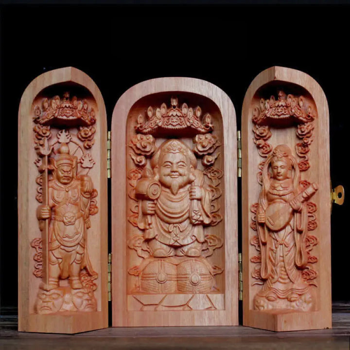 BWOOOH Avalokitesvara Kwan Yin Buddha Cherry Wood Compassion Home Decoration Altar - Sakyamuni
