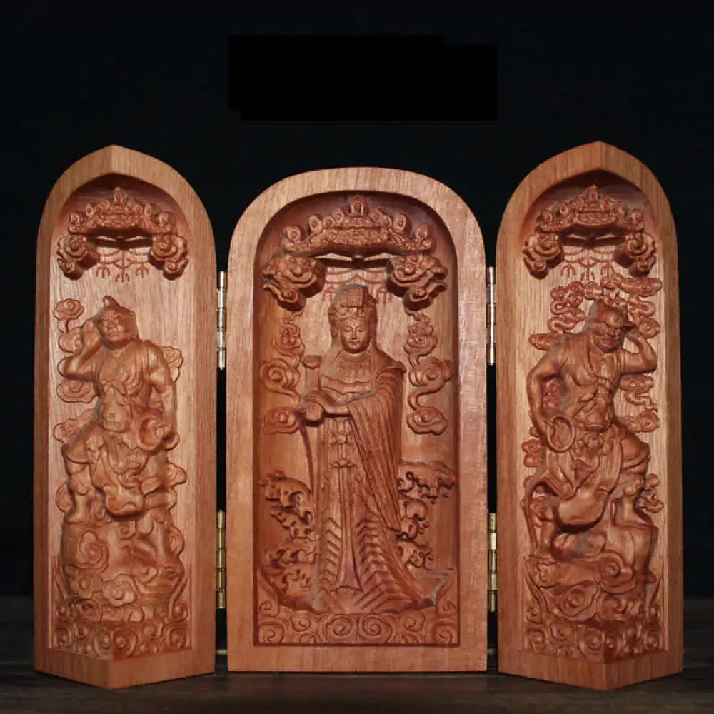 BWOOOH Avalokitesvara Kwan Yin Buddha Cherry Wood Compassion Home Decoration Altar - Sakyamuni
