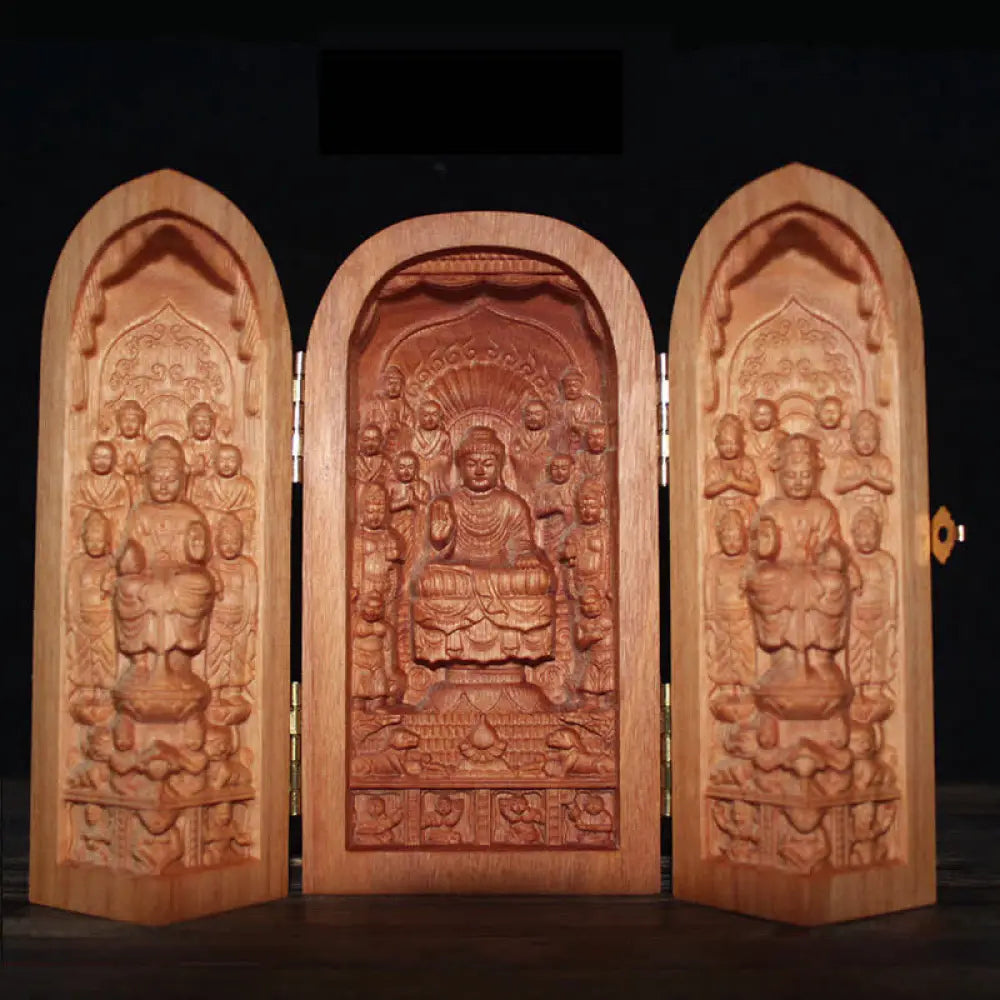 BWOOOH Avalokitesvara Kwan Yin Buddha Cherry Wood Compassion Home Decoration Altar - Sakyamuni