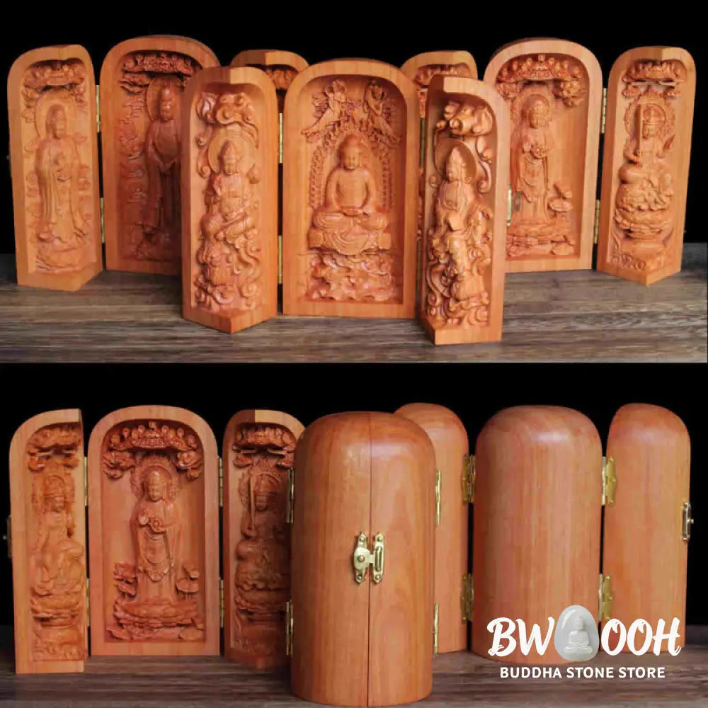 BWOOOH Avalokitesvara Kwan Yin Buddha Cherry Wood Compassion Home Decoration Altar - Sakyamuni