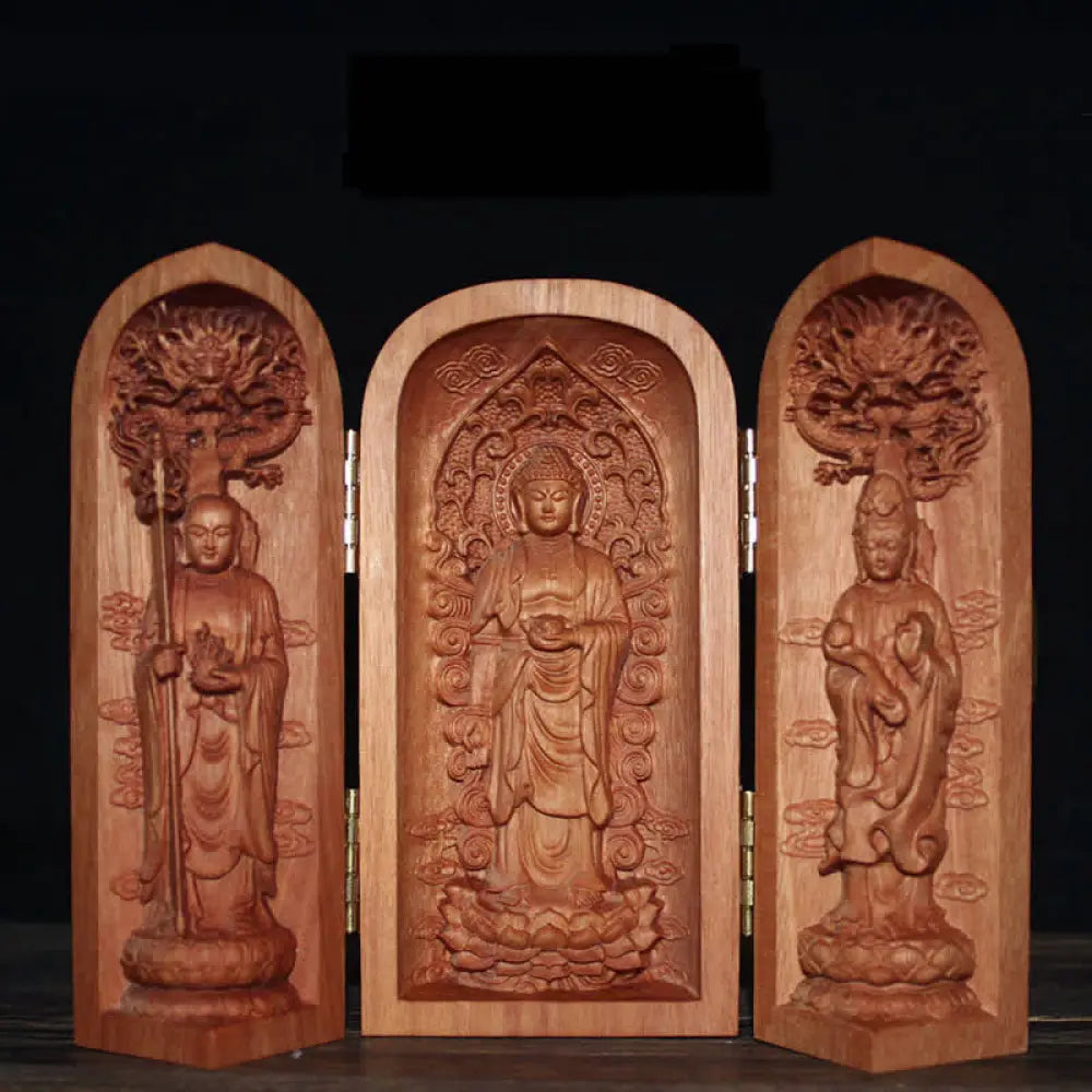 BWOOOH Avalokitesvara Kwan Yin Buddha Cherry Wood Compassion Home Decoration Altar - Sakyamuni