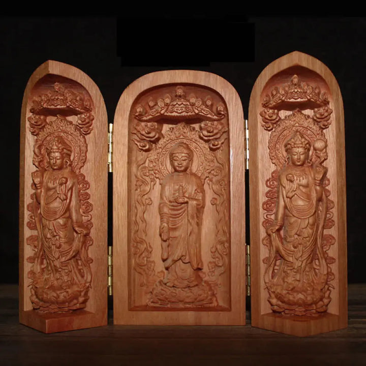 BWOOOH Avalokitesvara Kwan Yin Buddha Cherry Wood Compassion Home Decoration Altar - Sakyamuni