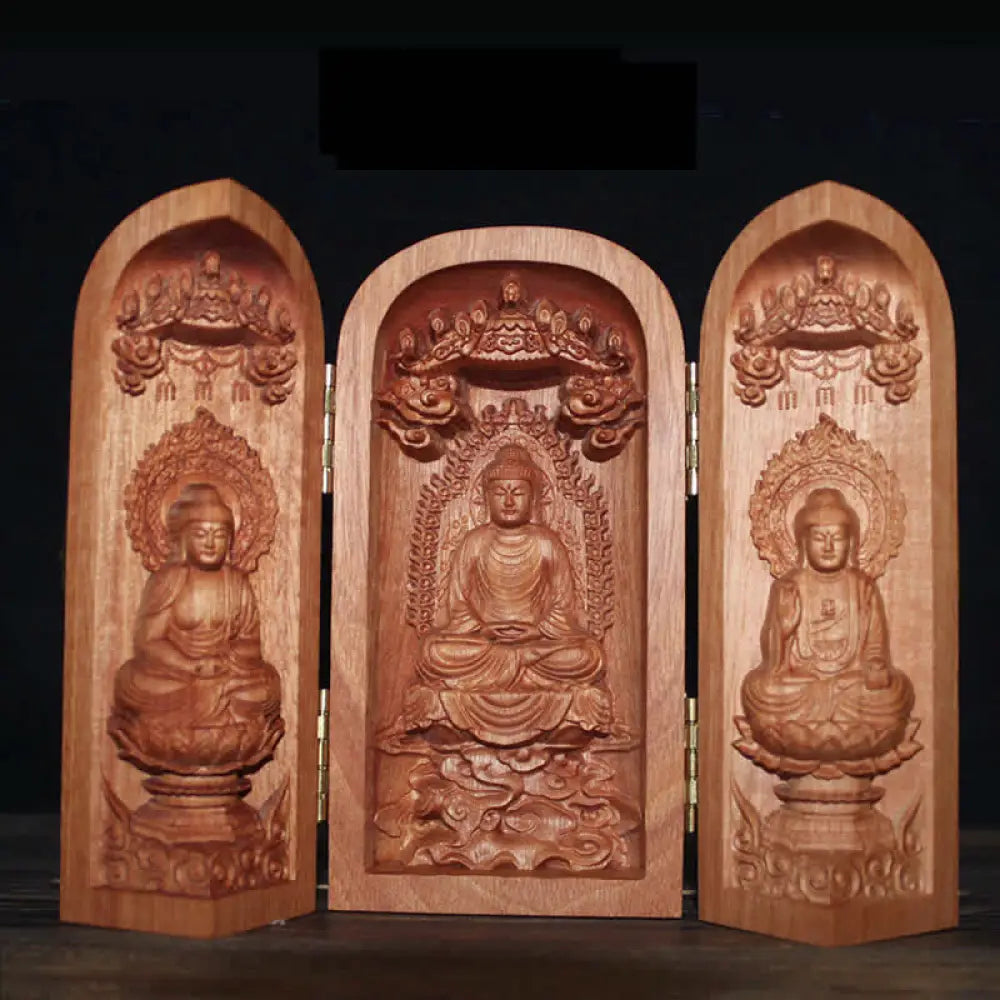 BWOOOH Avalokitesvara Kwan Yin Buddha Cherry Wood Compassion Home Decoration Altar - Sakyamuni