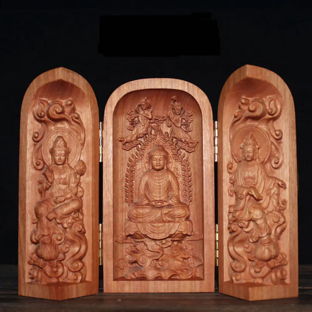 BWOOOH Avalokitesvara Kwan Yin Buddha Cherry Wood Compassion Home Decoration Altar - Sakyamuni