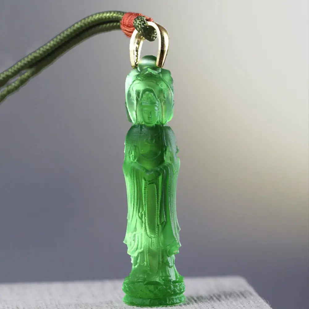 Buddha Stones Avalokitesvara Buddha Liuli Harmony Necklace - BWOOOH - Green(Necklace Length: 45cm) - Necklaces &amp;