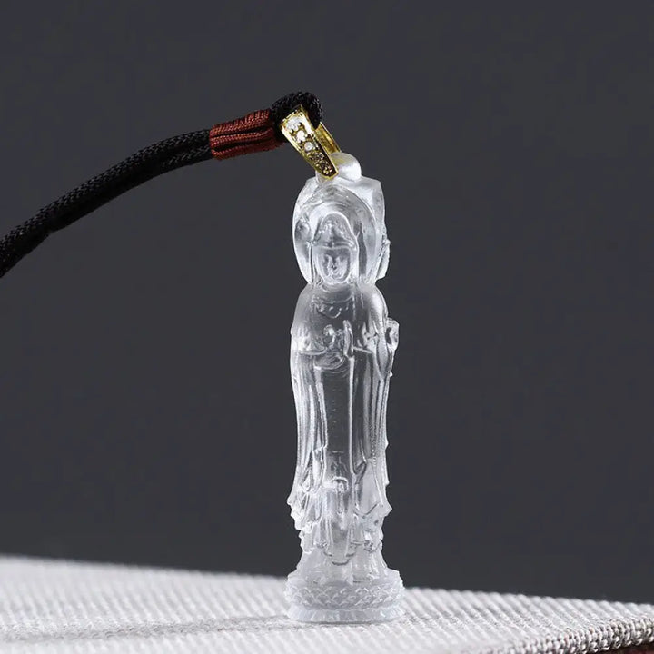 Buddha Stones Avalokitesvara Buddha Liuli Harmony Necklace - BWOOOH - White(Necklace Length: 45cm) - Necklaces &amp;