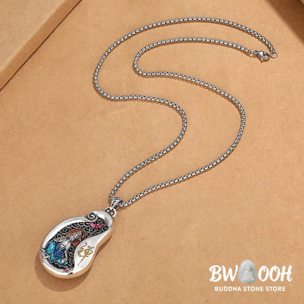 Buddha Stones Avalokitesvara Lotus Design Copper Wealth Necklace Pendant - BWOOOH - Avalokitesvara Lotus Design