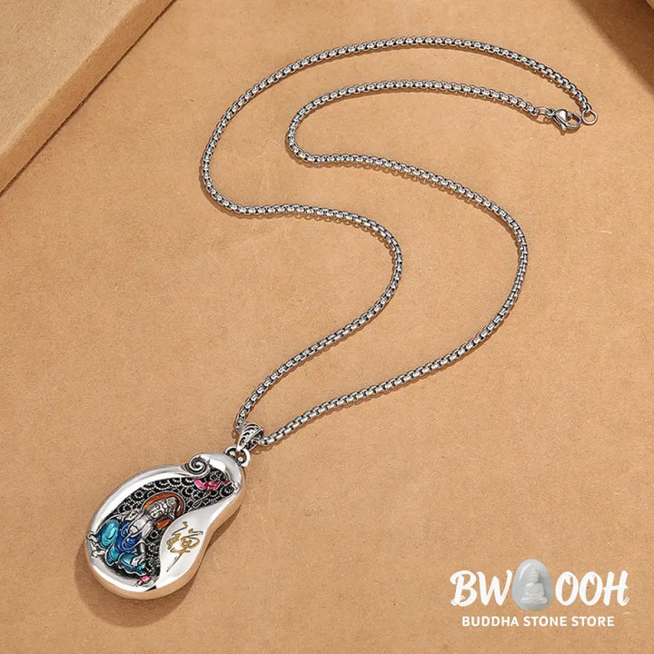 Buddha Stones Avalokitesvara Lotus Design Copper Wealth Necklace Pendant - BWOOOH - Avalokitesvara Lotus Design