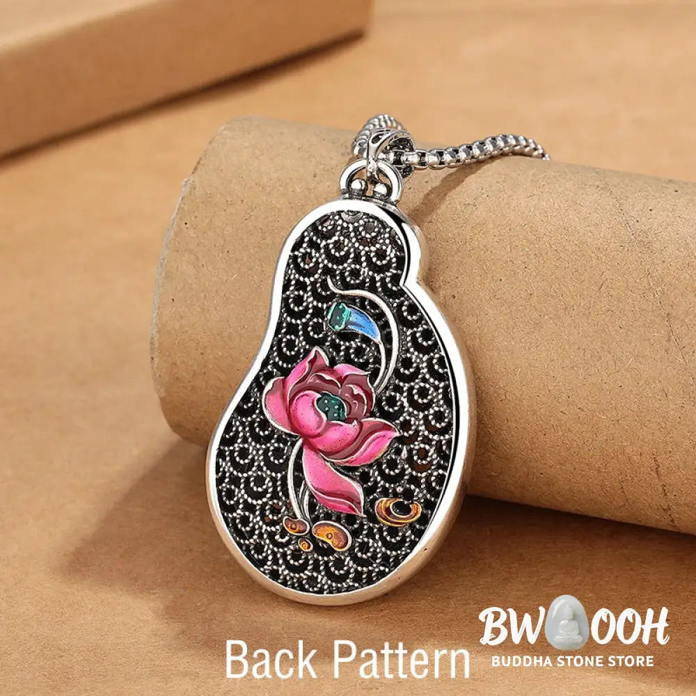 Buddha Stones Avalokitesvara Lotus Design Copper Wealth Necklace Pendant - BWOOOH - Avalokitesvara Lotus Design