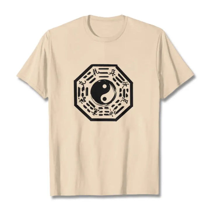 Buddha Stones Ba Gua Pattern Cotton Tee T-shirt - Bisque / S - T-Shirts
