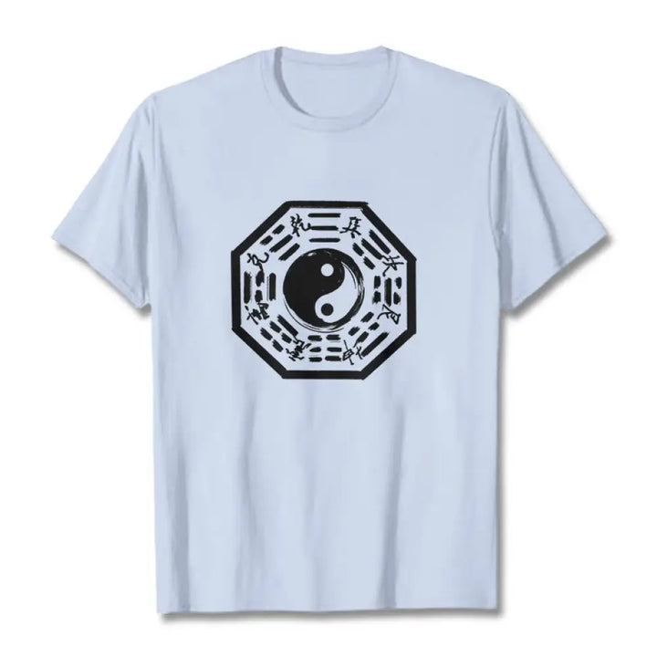Buddha Stones Ba Gua Pattern Cotton Tee T-shirt - LightCyan / S - T-Shirts