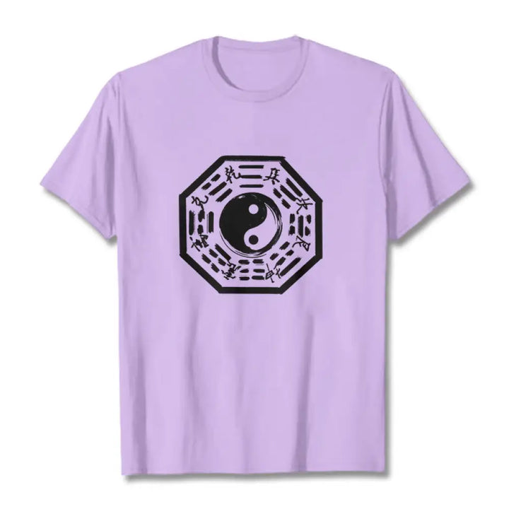 Buddha Stones Ba Gua Pattern Cotton Tee T-shirt - Plum / S - T-Shirts