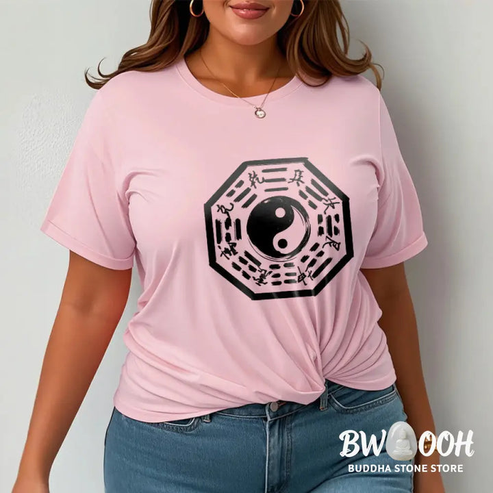 Buddha Stones Ba Gua Pattern Cotton Tee T-shirt - T-Shirts