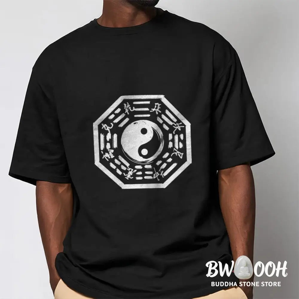 Buddha Stones Ba Gua Pattern Cotton Tee T-shirt - T-Shirts