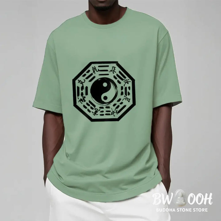 Buddha Stones Ba Gua Pattern Cotton Tee T-shirt - T-Shirts