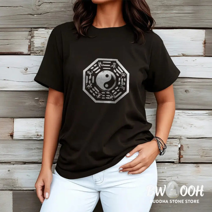 Buddha Stones Ba Gua Pattern Cotton Tee T-shirt - T-Shirts
