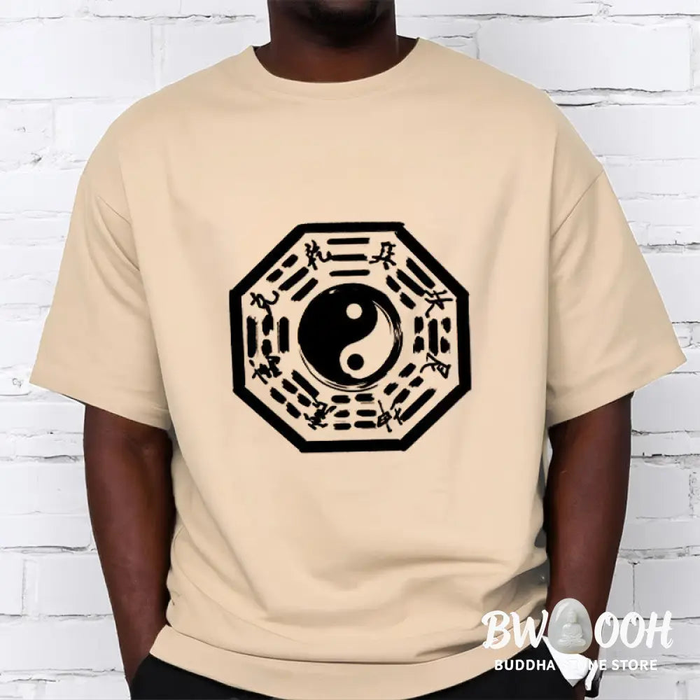 Buddha Stones Ba Gua Pattern Cotton Tee T-shirt - T-Shirts