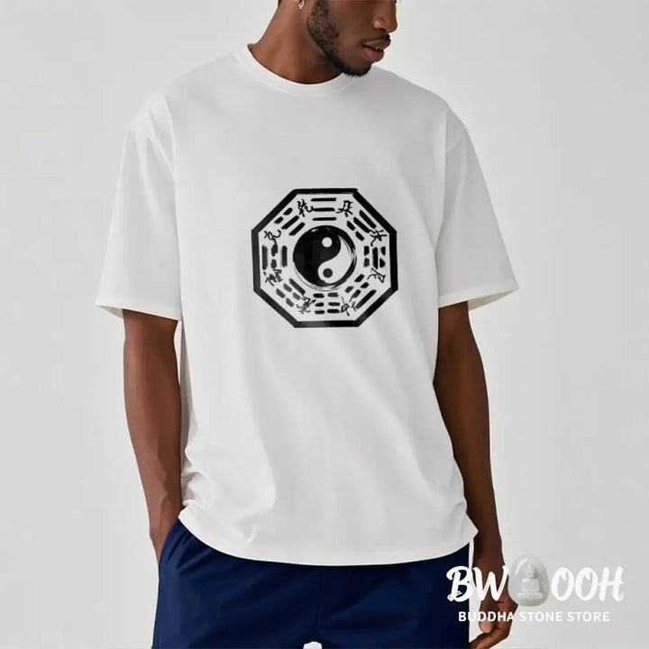 Buddha Stones Ba Gua Pattern Cotton Tee T-shirt - T-Shirts