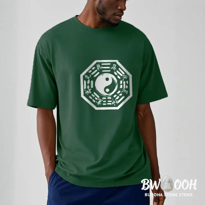 Buddha Stones Ba Gua Pattern Cotton Tee T-shirt - T-Shirts