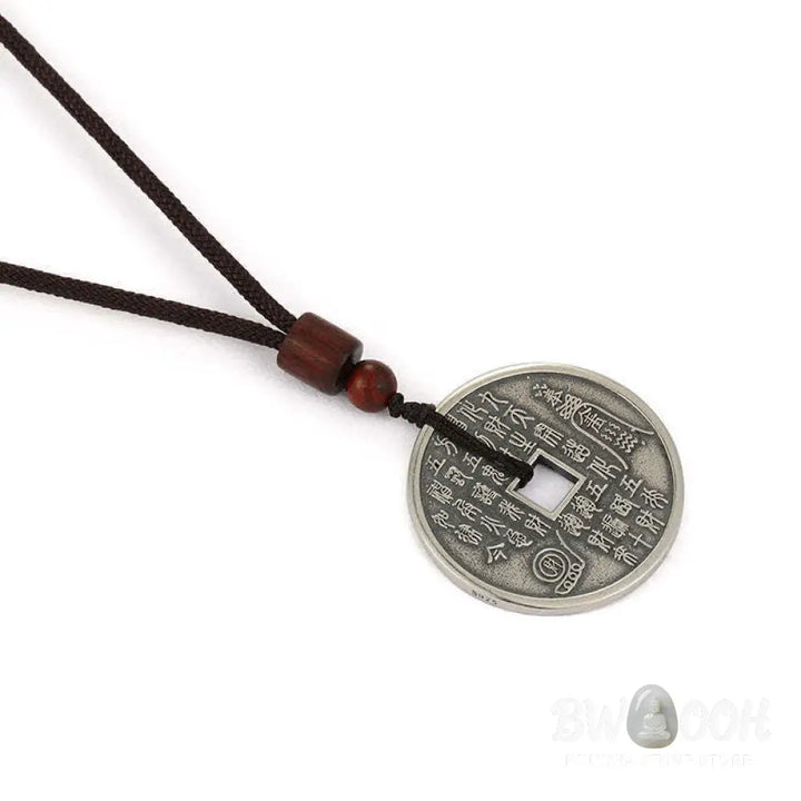 BWOOOH Bagua Yin Yang Balance Energy Necklace Pendant made of White Copper Plated Silver, featuring eight trigrams for harmony, spiritual wellness, and good fortune. - View 10
