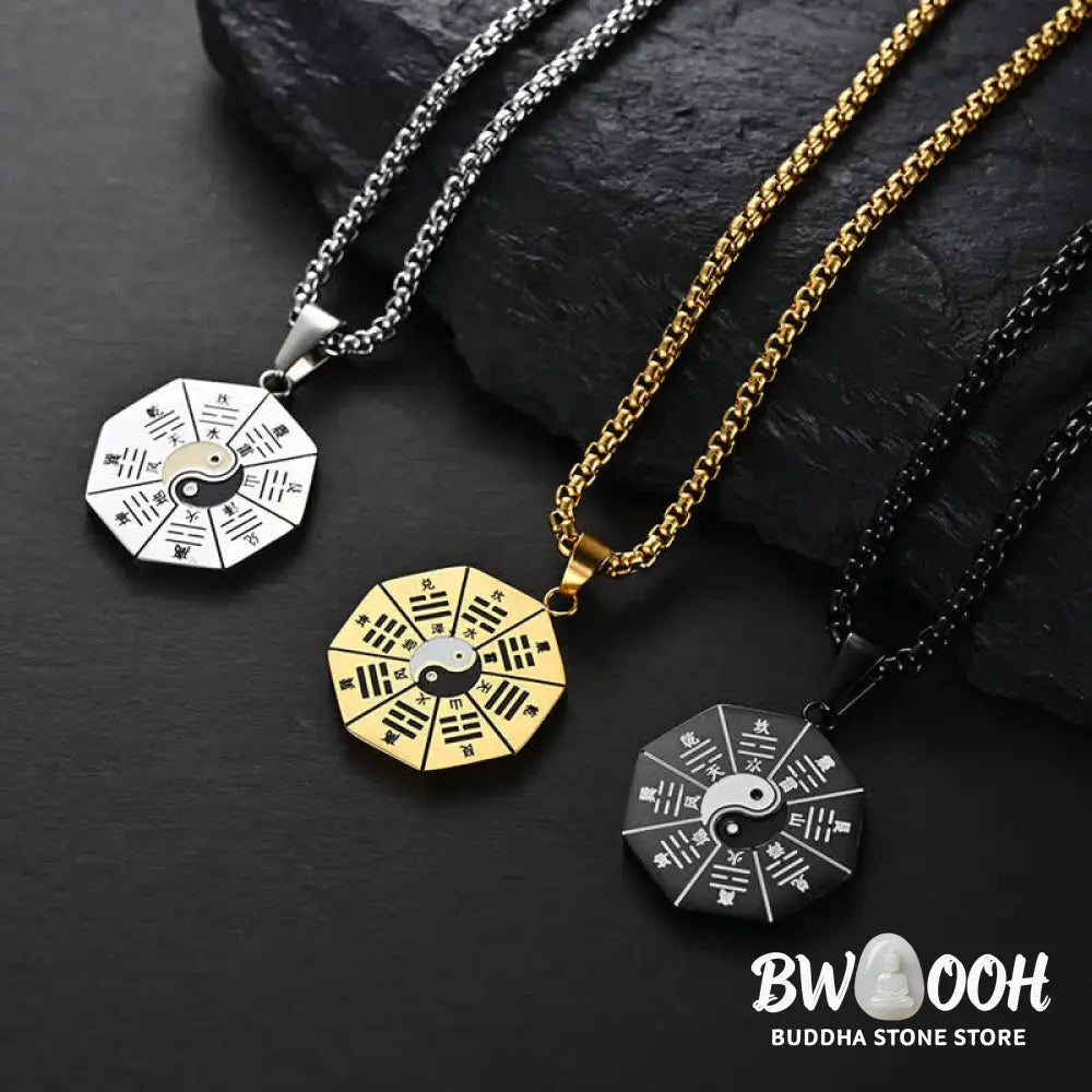 Buddha Stones Bagua Yin Yang Titanium Steel Balance Necklace Pendant - BWOOOH - Necklaces & Pendants