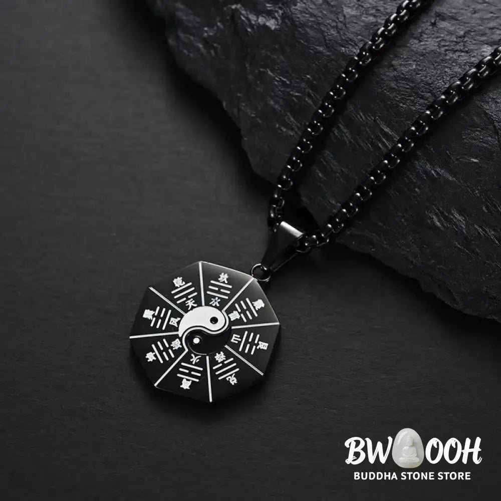 Buddha Stones Bagua Yin Yang Titanium Steel Balance Necklace Pendant - BWOOOH - Necklaces &amp; Pendants