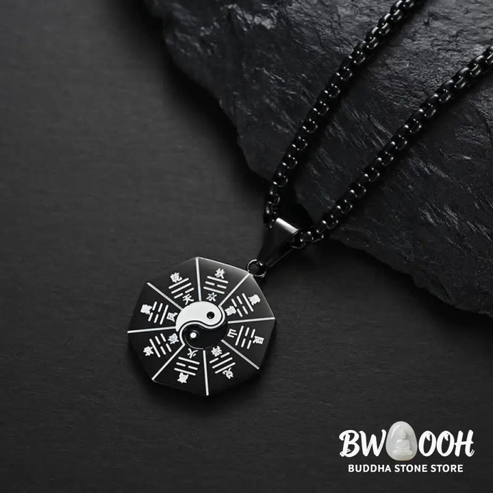 Buddha Stones Bagua Yin Yang Titanium Steel Balance Necklace Pendant - BWOOOH - Necklaces &amp; Pendants