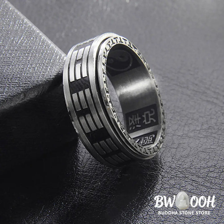 Buddha Stones Bagua Yin Yang Titanium Steel Balance Rotatable Ring - BWOOOH - Ring