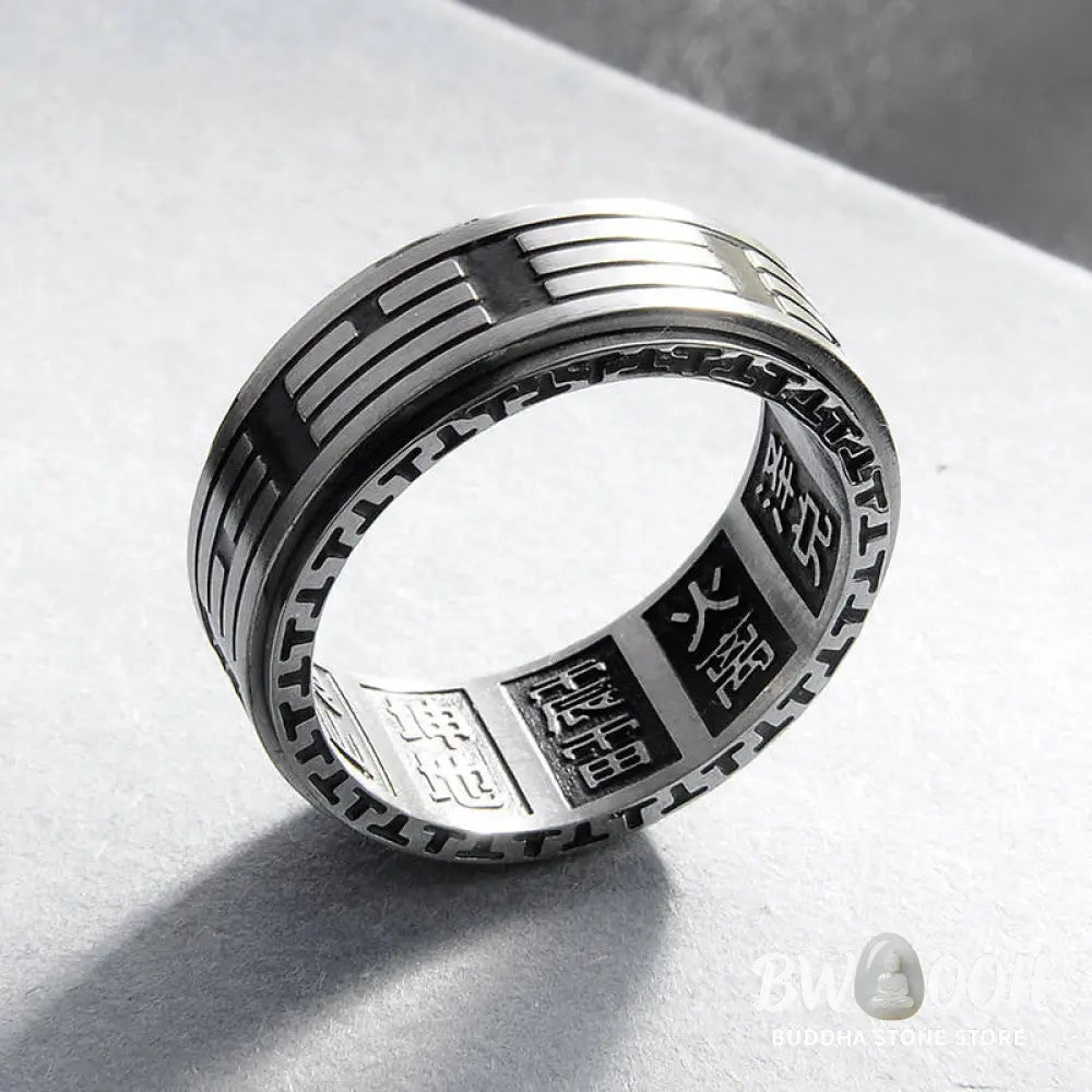 Buddha Stones Bagua Yin Yang Titanium Steel Balance Rotatable Ring - BWOOOH - Ring