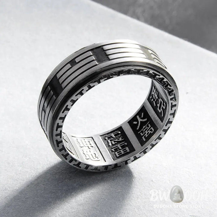 Buddha Stones Bagua Yin Yang Titanium Steel Balance Rotatable Ring - BWOOOH - Ring