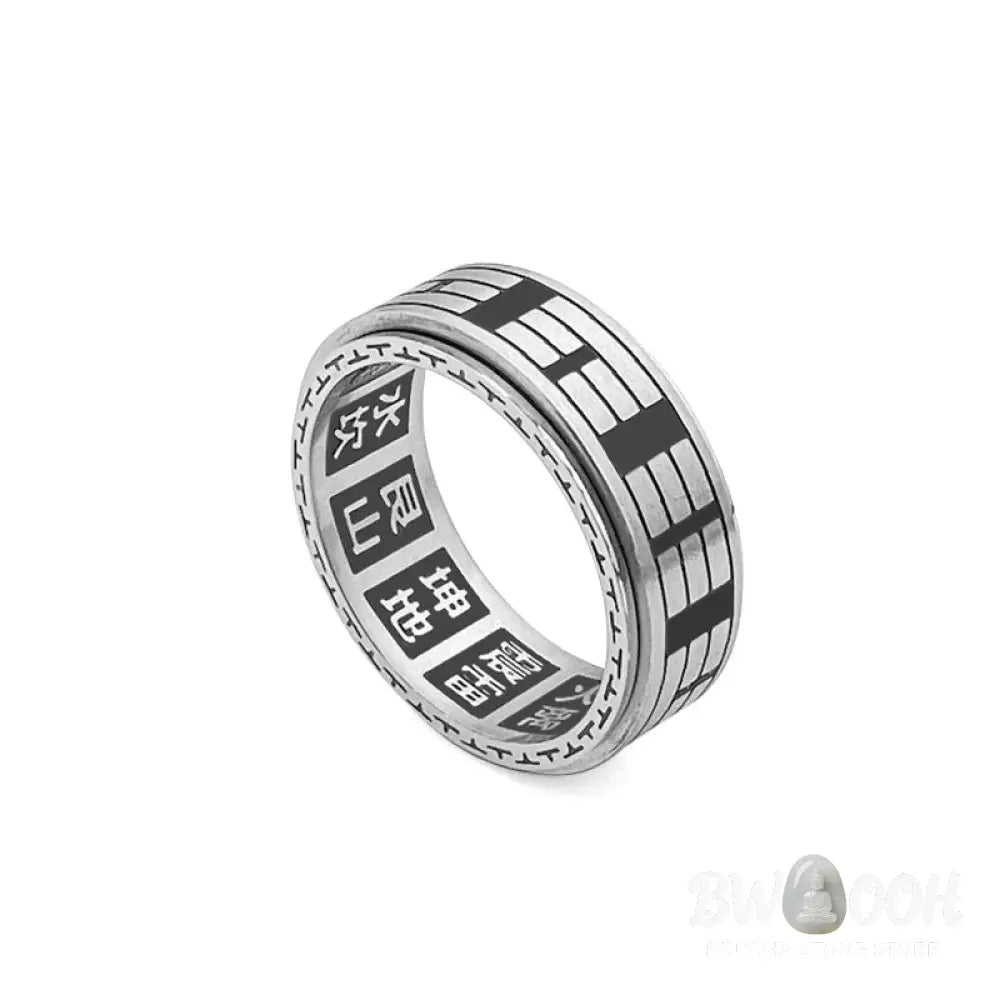 Buddha Stones Bagua Yin Yang Titanium Steel Balance Rotatable Ring - BWOOOH - Ring