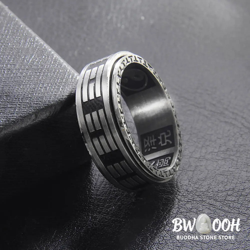 Buddha Stones Bagua Yin Yang Titanium Steel Balance Rotatable Ring - BWOOOH - Ring