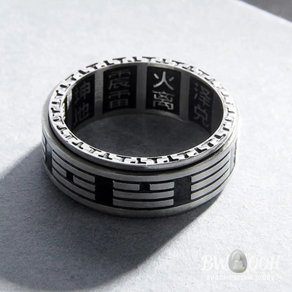 Buddha Stones Bagua Yin Yang Titanium Steel Balance Rotatable Ring - BWOOOH - Ring