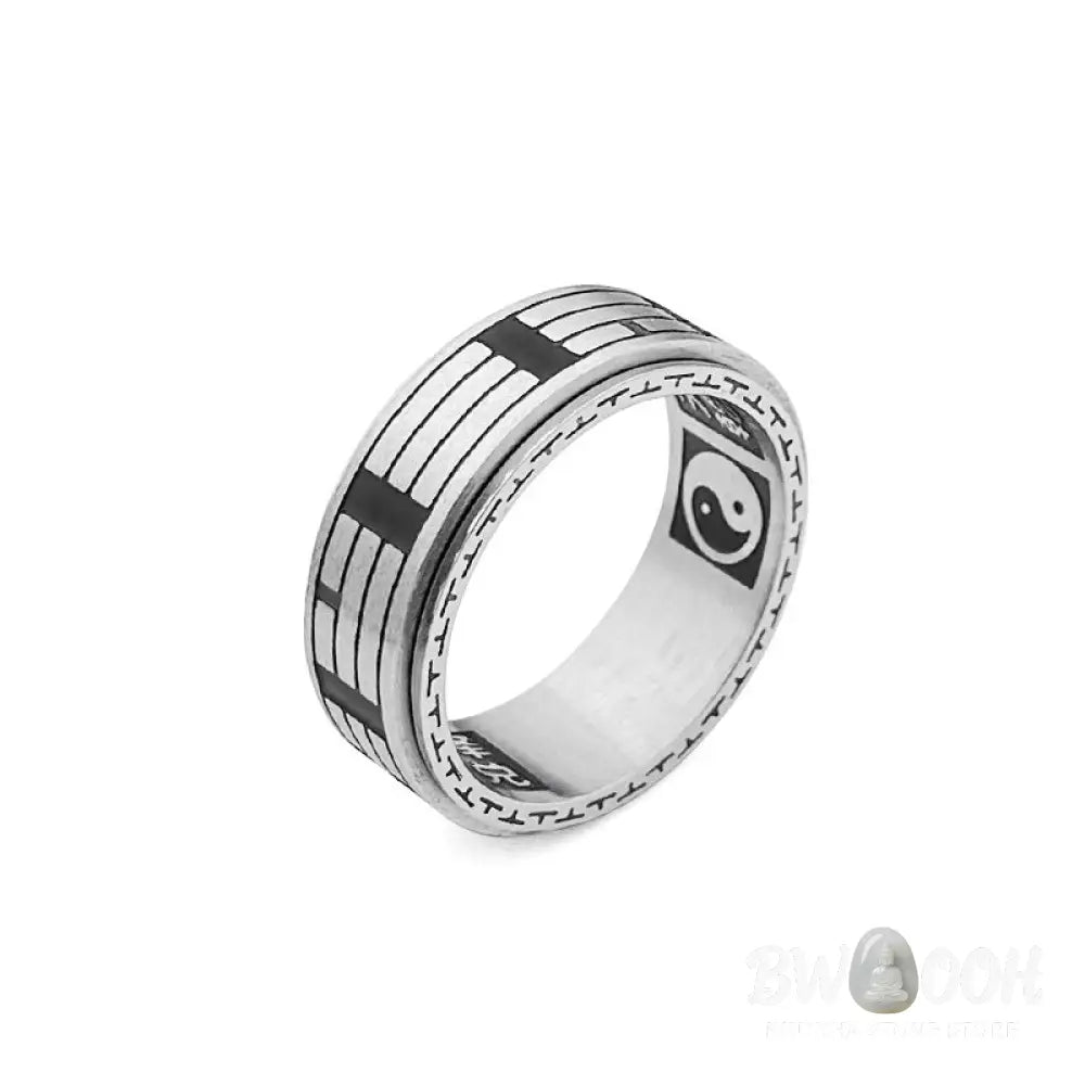 Buddha Stones Bagua Yin Yang Titanium Steel Balance Rotatable Ring - BWOOOH - Ring