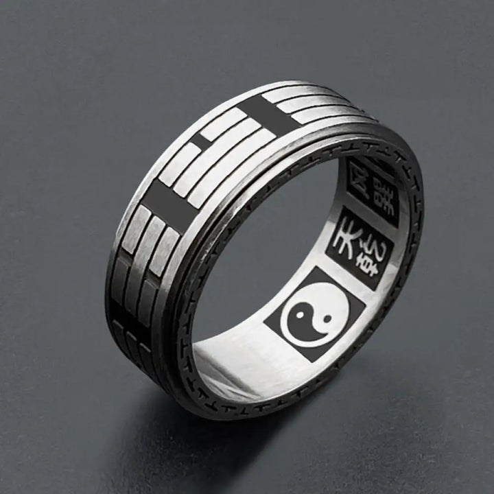 BWOOOH Bagua Yin Yang Titanium Steel Balance Rotatable Ring — natural stone crystal healing bracelet for spiritual healing...