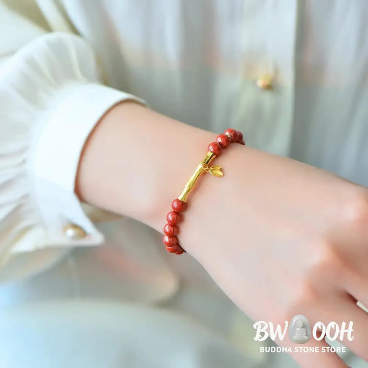 Buddha Stones Bamboo Cinnabar 925 Sterling Silver Concentration Bracelet - Bracelet
