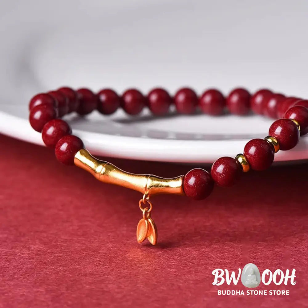 Buddha Stones Bamboo Cinnabar 925 Sterling Silver Concentration Bracelet - Bracelet