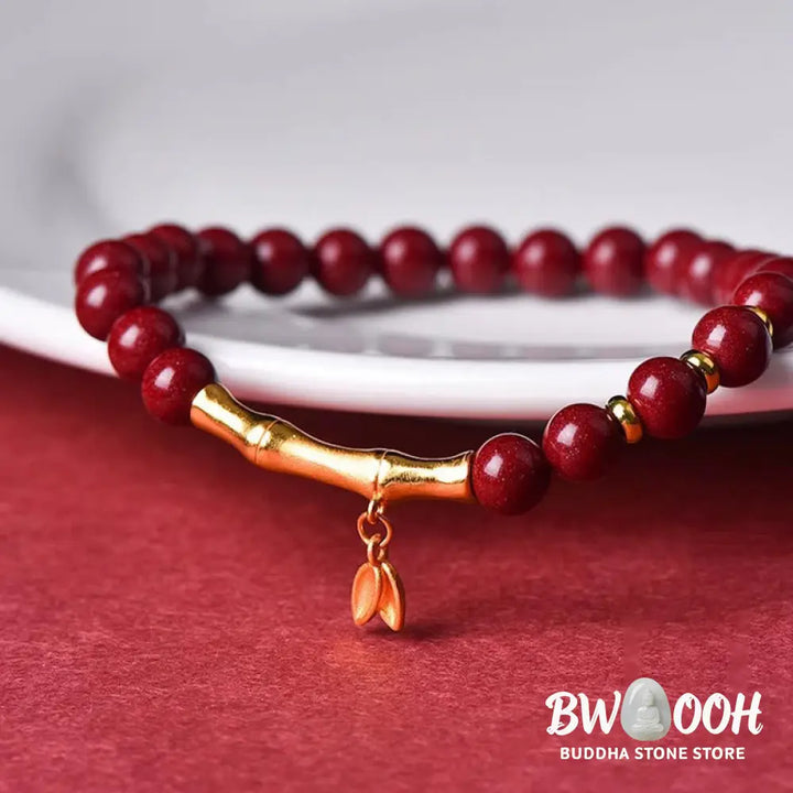 Buddha Stones Bamboo Cinnabar 925 Sterling Silver Concentration Bracelet - Bracelet