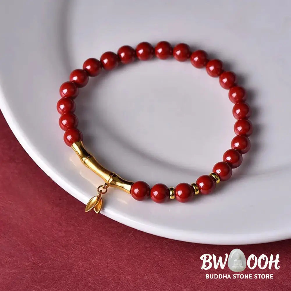 Buddha Stones Bamboo Cinnabar 925 Sterling Silver Concentration Bracelet - Bracelet